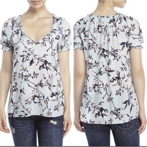 Joie Masha silk floral short sleeve tassel blouse size medium